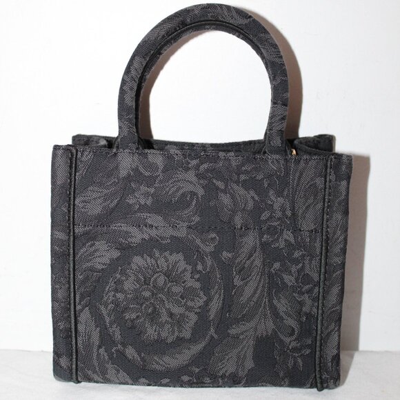 Versace Jacquard Barocco Athena Tote Black Top Handle Shoulder Bag Crossbody - Picture 4 of 10
